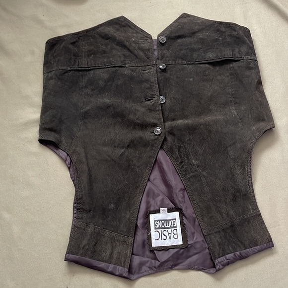 BASIC Editions Brown Color LEATHER ( suede) size MEDIUM Mens VEST - Picture 5 of 14